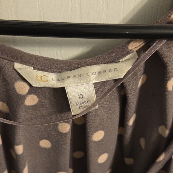 LC Lauren Conrad Taupe and Cream Polka Dot Dress - Picture 2 of 2